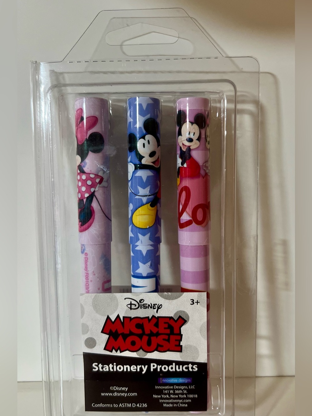 Disney Mickey Mouse Pink & Blue Party Pens 3-Pack